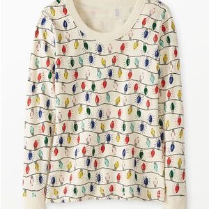 Hanna Andersson Cream Pajama Top with Festive Light Design